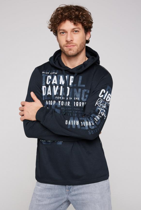 Kapuzensweatshirt mit Rubber Prints deep sea