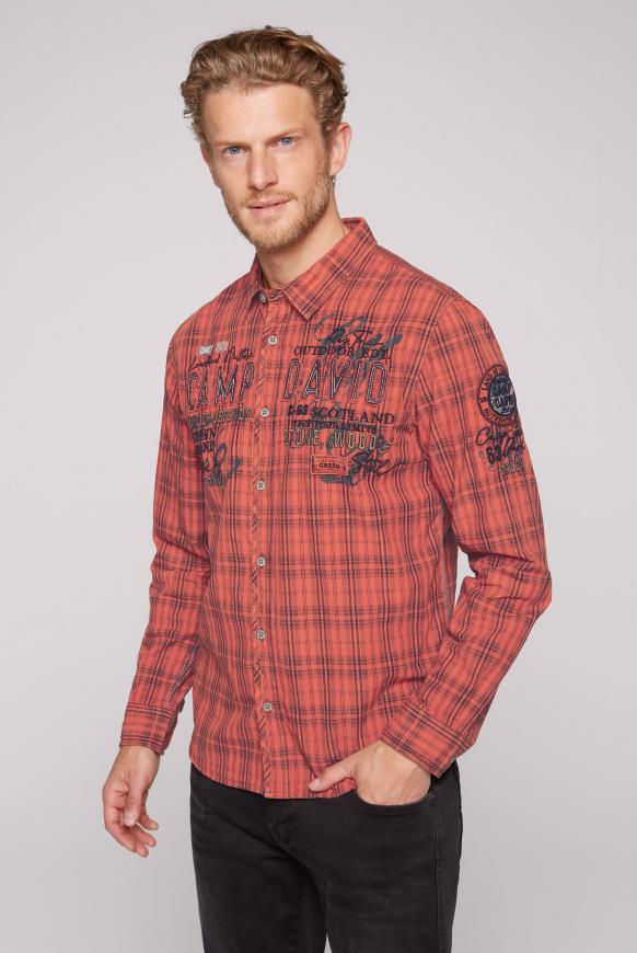 Karohemd mit Logo-Artwork und Stickereien burnt orange