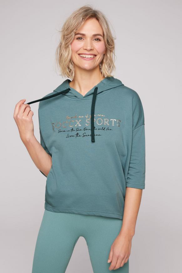 Kurzärmliges Kapuzensweatshirt mit Print sea foam
