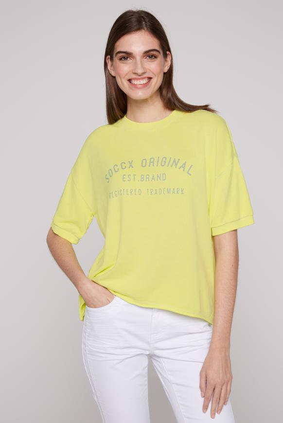 Kurzarm-Sweatshirt mit Retro Logo faded yellow