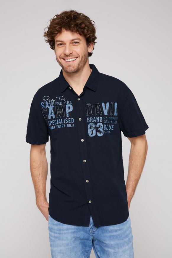 Kurzarmhemd mit Logo-Applikationen blue navy