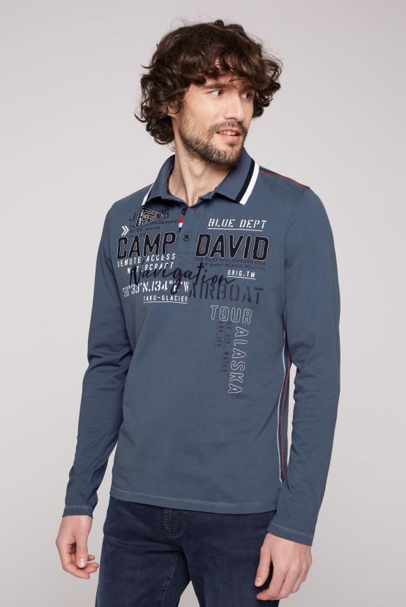 Langarmpolo mit Logo-Applikationen dark sky
