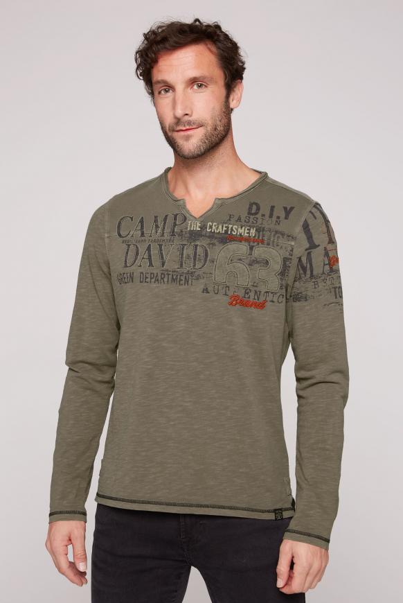 Langarmshirt mit Pikee-Einsatz medium khaki