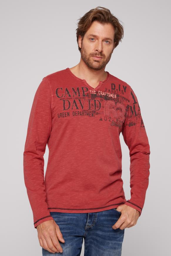 Langarmshirt mit Pikee-Einsatz vintage red