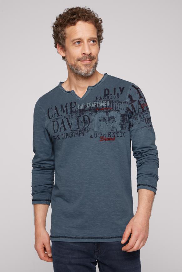 Langarmshirt mit Pikee-Einsatz dark teal