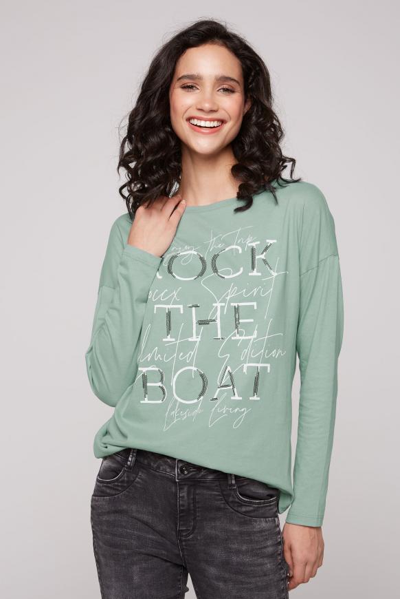 Langarmshirt mit U-Boot-Ausschnitt und Artwork lake