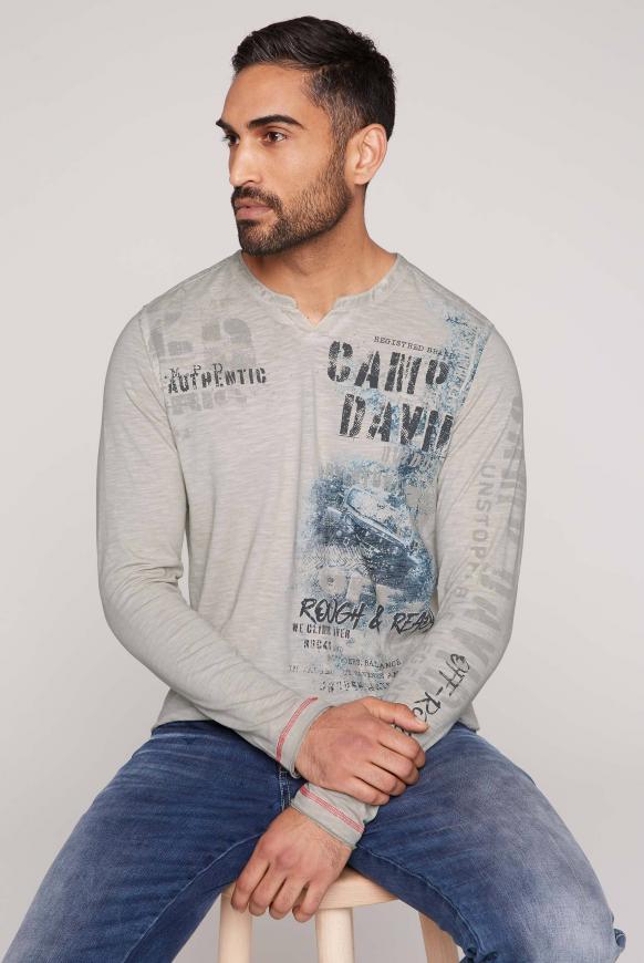 Langarmshirt Oil Dyed mit Photoprint silvery