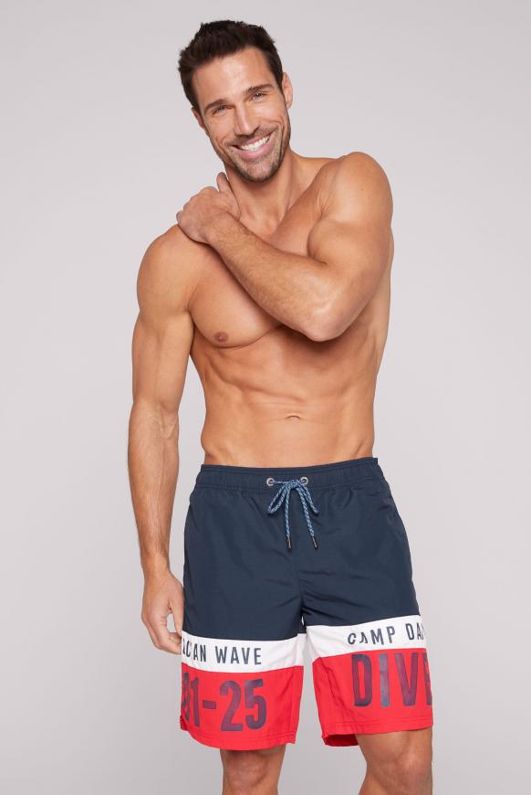 Lange Beachshorts mit Colour-Blocking ocean navy