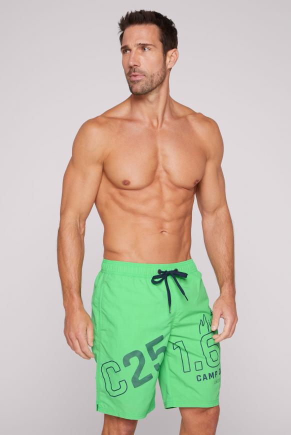 Lange Beachshorts mit Logo-Artwork electric green