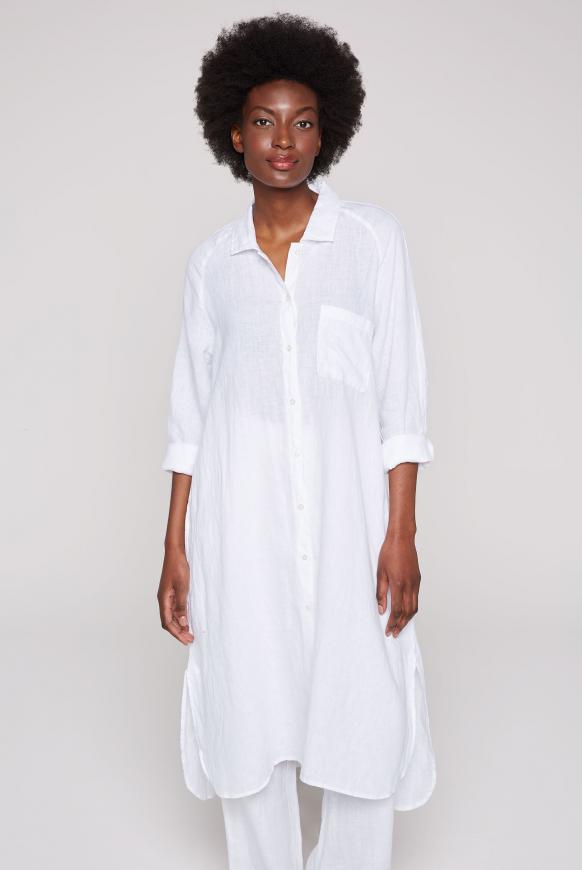 Lange Bluse aus Leinen opticwhite