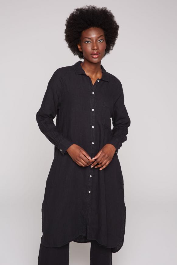 Lange Bluse aus Leinen black