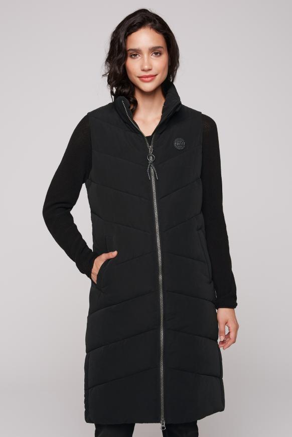 Lange Weste mit Stehkragen black