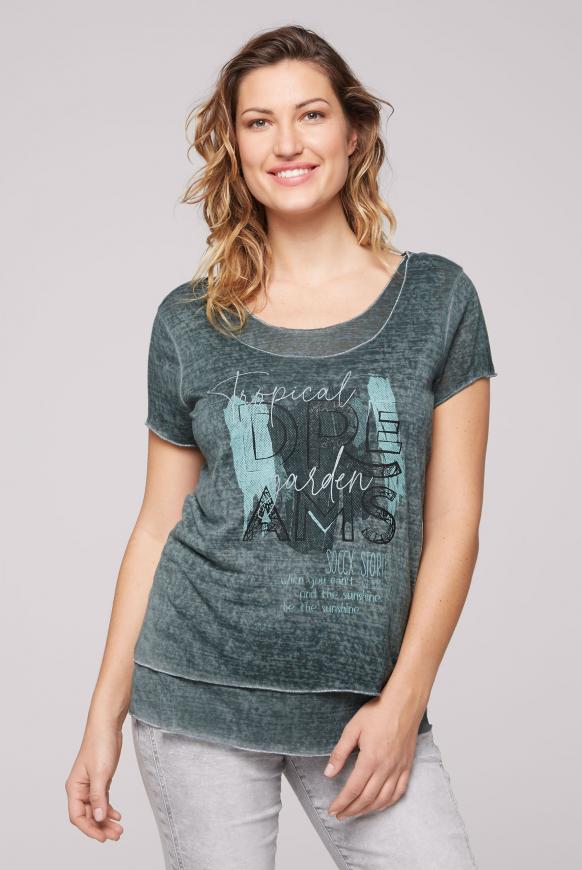 Layering-Shirt mit Glitter Print green leaf