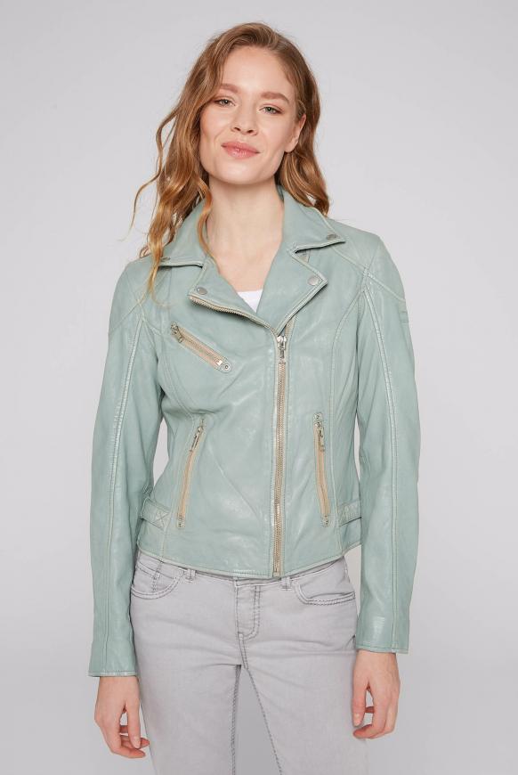 Lederjacke im Biker-Stil light mint