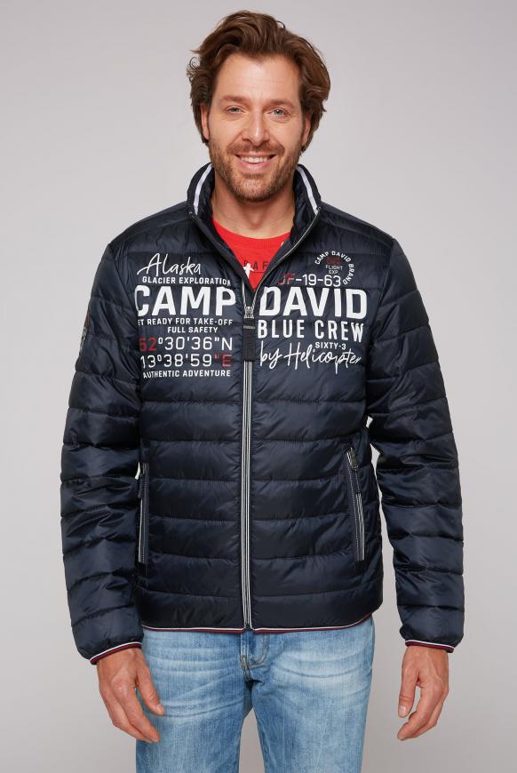 Leichte Steppjacke mit Logo Prints und Tapes blue navy