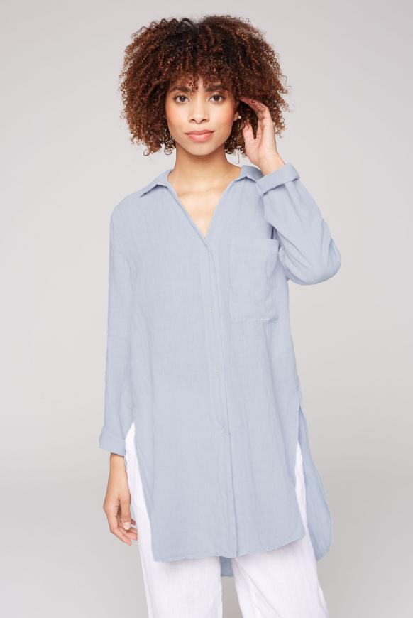 Leinenbluse im Tunika-Stil light blue