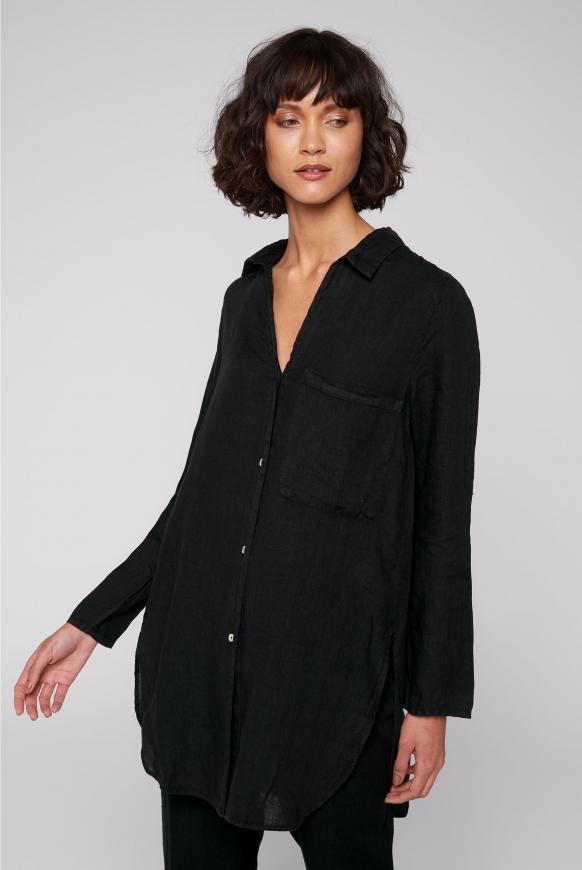 Leinenbluse im Tunika-Stil black