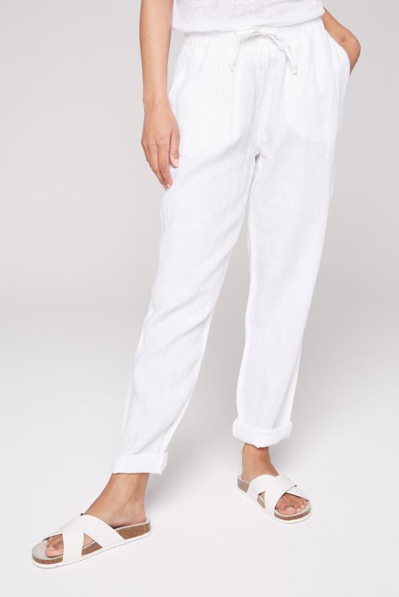 Leinenhose mit Turn-Up-Saum opticwhite