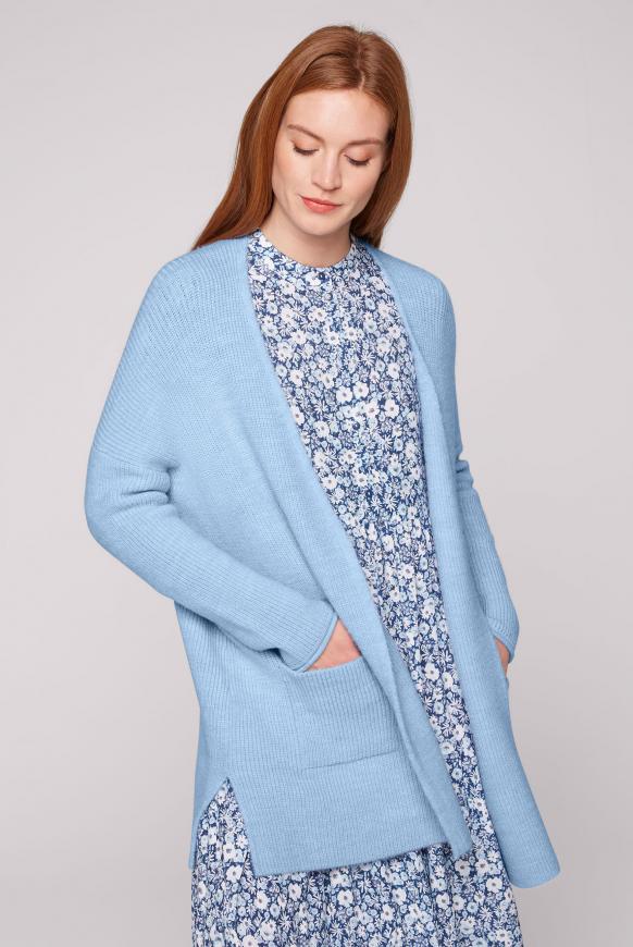 Melierter Cardigan in Rippstrick