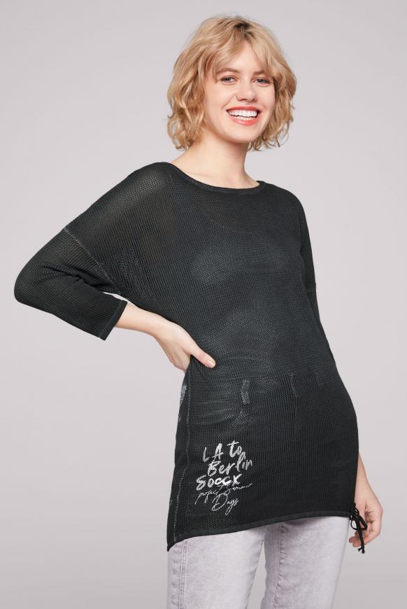 Mesh-Pullover mit Rücken-Artwork black