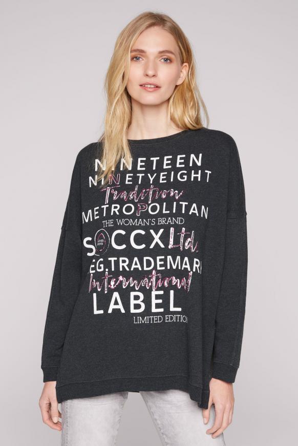 Oversized Sweatshirt mit Pailletten-Wording