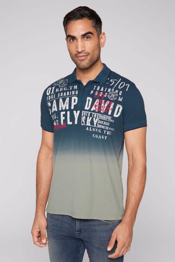Pikee-Polo Dip Dye mit Logo Artwork khaki / reef blue