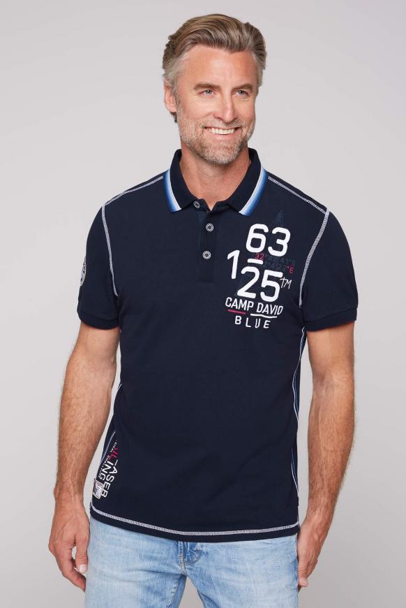Pikee-Polo mit Artwork-Stickereien blue navy