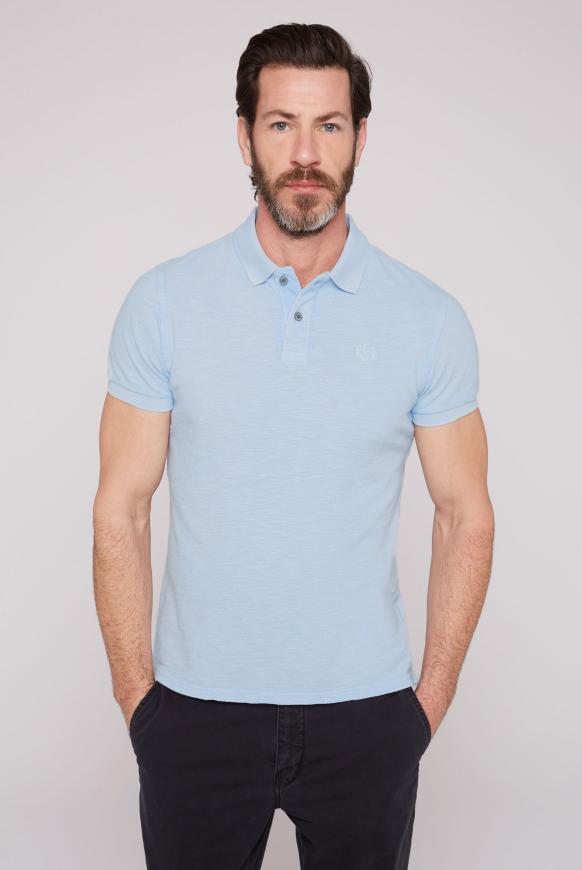 Pikee-Polo mit Flammgarnstruktur summer blue
