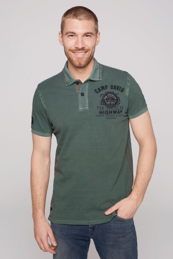 Pikee-Polo mit Rücken-Artwork grey green