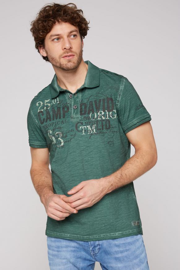 Polo im Vintage Look mit Tapes und Prints deep green