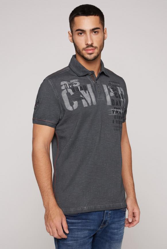 Polo Oil Dyed mit beidseitigen Label Prints mud