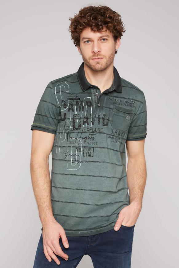 Polo Oil Dyed mit Strukturstreifen green shadow
