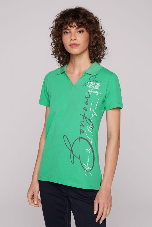 Poloshirt aus Pikee mit Artwork frenchy green