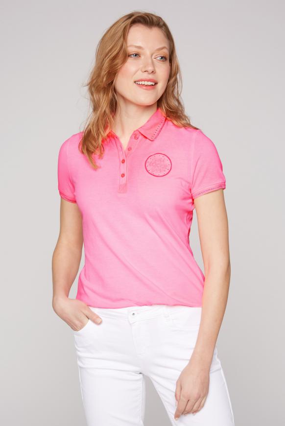 Poloshirt aus Pikee mit Glitzer-Details tropical pink