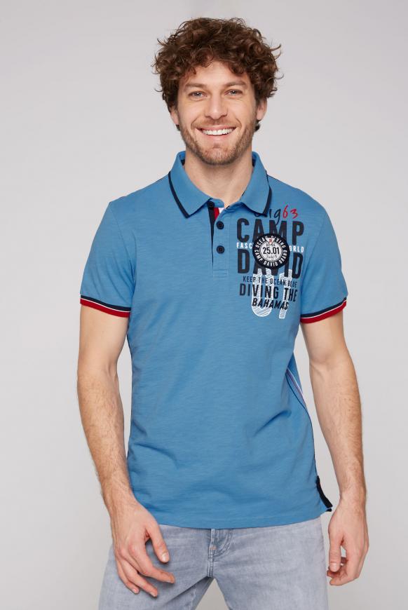 Poloshirt mit Rücken-Artwork scuba blue