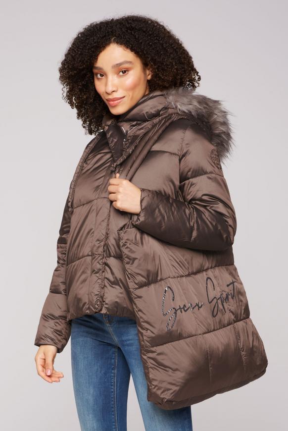 Puffer Shopping Bag mit Glitter Logo brown