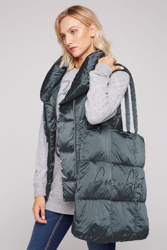 Puffer Shopping Bag mit Glitter Logo shadow green