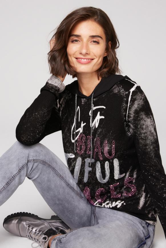 CAMP DAVID & SOCCX | Pullover mit Innendruck, Kapuze und Camp David Sweatshirt mit Kapuze wie neu