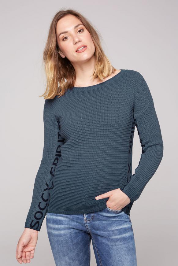 Pullover mit Intarsien-Logo blue navy