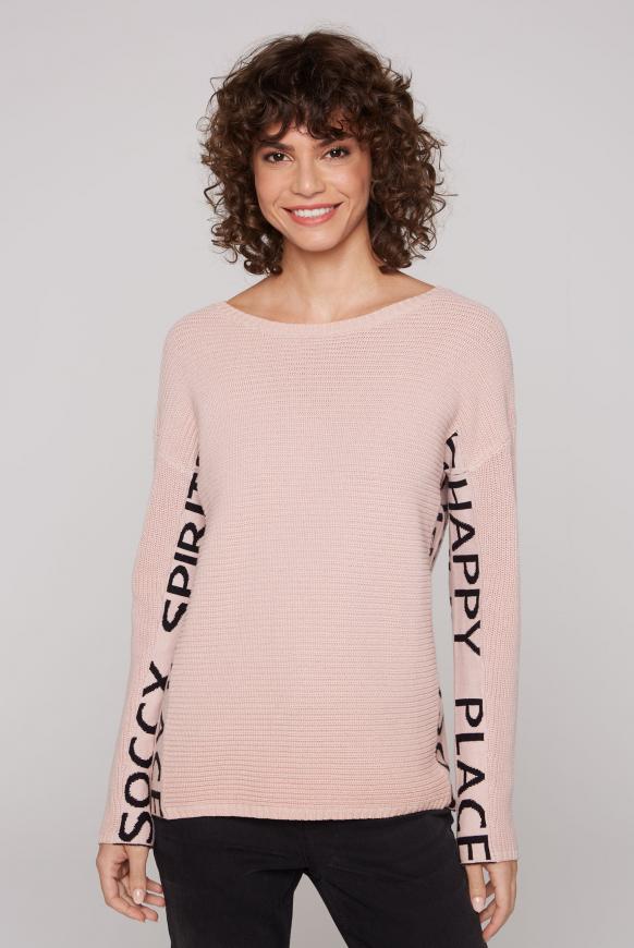 Pullover mit Intarsien-Logo milky rose
