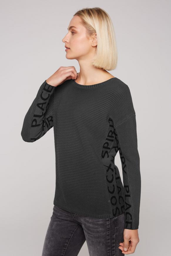 Pullover mit Intarsien-Logo black