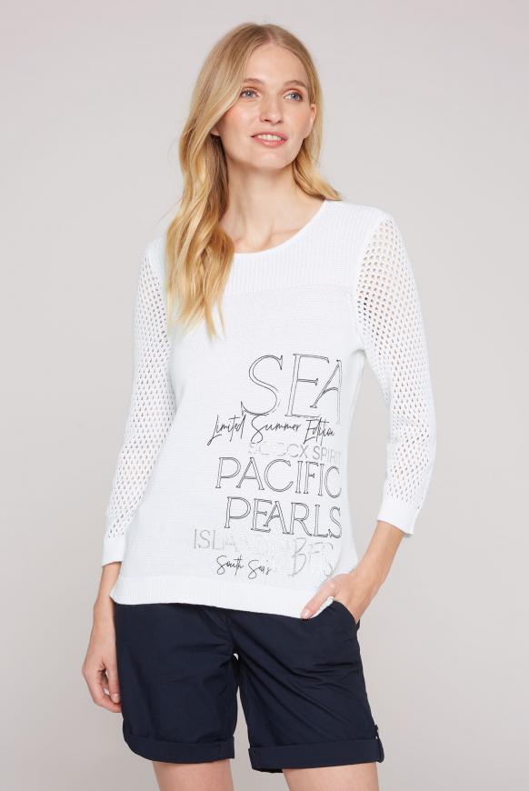 Pullover mit Mesh-Ärmeln und Schnürung opticwhite