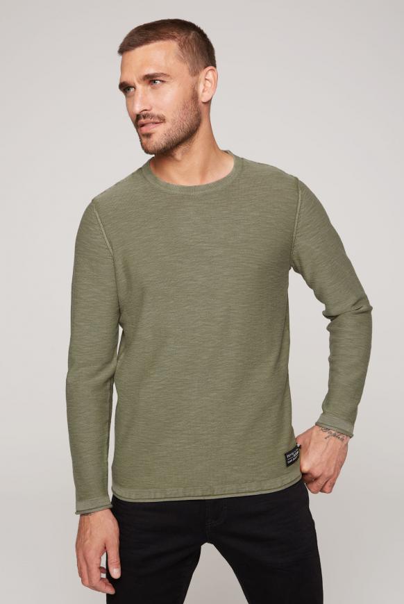 Pullover mit Used-Optik green olive