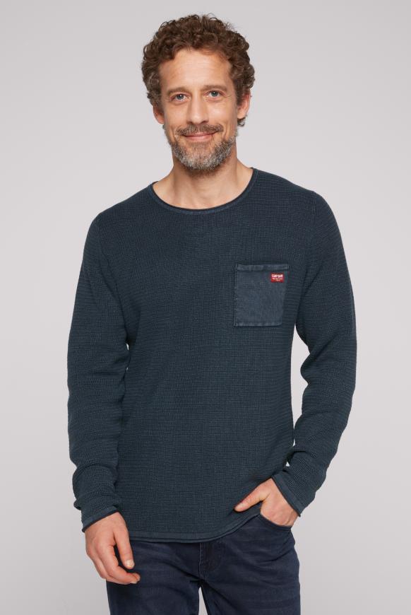 Pullover Stone Washed mit Strickmuster dark teal