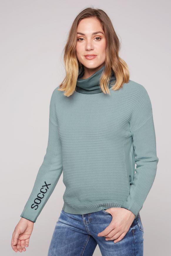 Rollkragenpullover mit Intarsien-Strick frosted lake