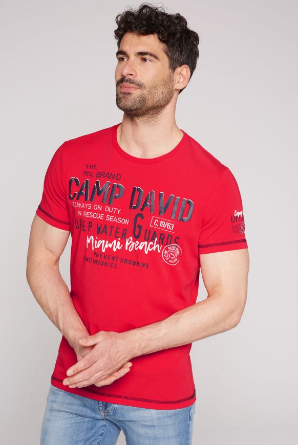 Rundhals-T-Shirt mit Logo Puff Print red sun