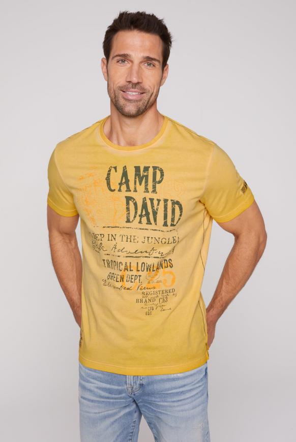 Rundhalsshirt mit beidseitigen Logo Prints mountain yellow