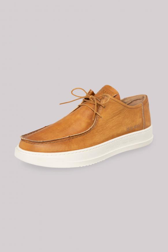Schnür-Schuh aus Leder im Mokassin-Stil camel
