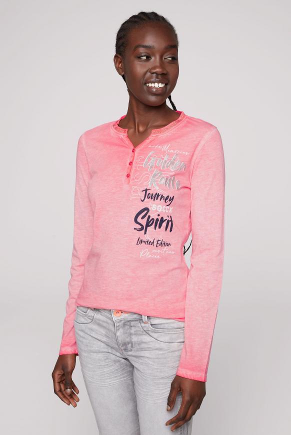 Serafino-Shirt mit Rücken-Artwork coral crush