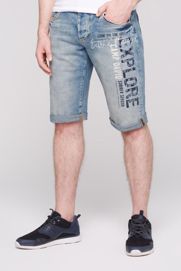 Skater Jeans Shorts RO:BI mit Used Print blue wash